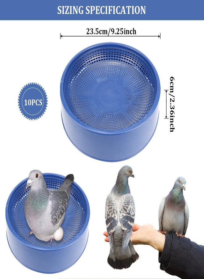 YOLUFER 10 Pcs Plastic Pigeon Nest Bird Nest Bowls Pigeon Nest Bowl Breeding Hatching Nest for Pigeons Quails Breeding Hatching (Blue) - Image 2